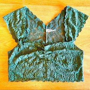 Free People Intimates Green Lace Bralette Crop Top Size Large